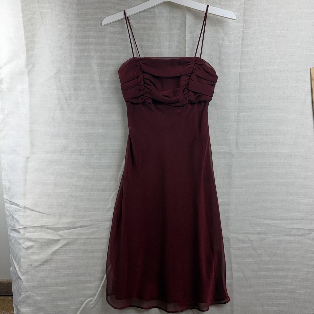Betsy & Adam Dress Womens 4 Red Ruched Cowl Neck Chiffon Short Formal Party Y2K